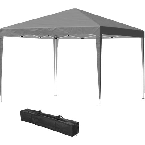 Tonnelle pop-up barnum de jardin pliant anti-UV gris 2,95 x 2,95 x 2,55 m avec sac de transport et structure acier Oxford (1/5)