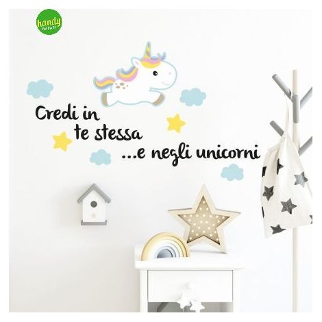 Sticker unicorni Crearreda adesivo murale frasi famose natura geometrie fantasie 31x31 cm