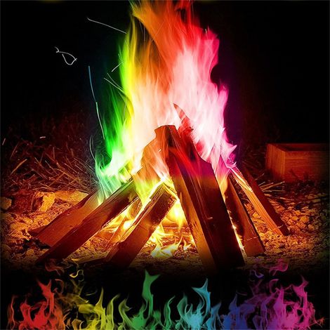 2 sachets de poudre colorante pour flammes de feu de camp et de cheminée (1/5)