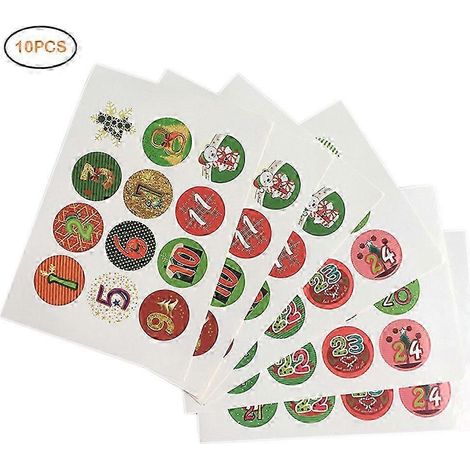 Nummerierte, selbstklebende Etiketten für Adventskalender, Weihnachtssüßigkeiten-Siegel, DIY-Geschenkverpackungsetiketten, festliches Aufkleber-Set für Dekorationen und Pakete. (1/5)