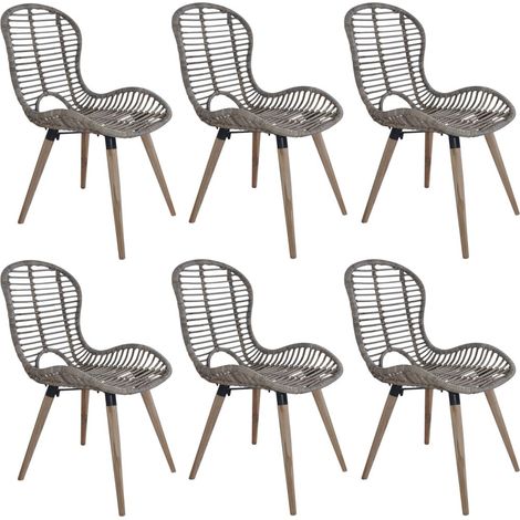 Chaises de salle à manger 6 pcs Marron Rotin naturel (1/5)