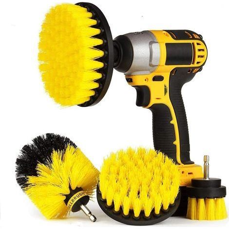 TAISHENGDA-4 Pièces Brosse de Nettoyage Perceuse Électrique - Épurateur électrique pour Brosse de Nettoyage pour le Nettoyage de Salles de Bains, Dalles de Piscine, Briques, Céramique (Perceuse Non In (1/5)