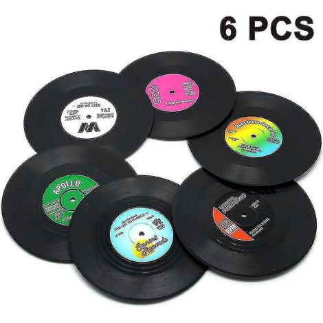 Dessous de verre en vinyle, lot de 6, style rétro (1/5)