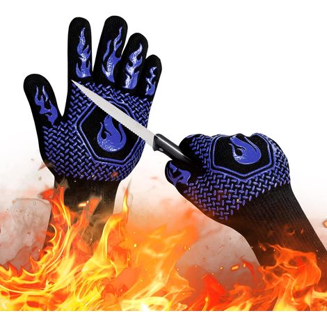 Gants de barbecue (1 paire/2 pièces), gants de cuisson résistants à la chaleur pour barbecue et four, gants de cuisine ignifugés jusqu'à 800 °C (1472 °F), gants résistants à la chaleur pour griller, c (1/5)