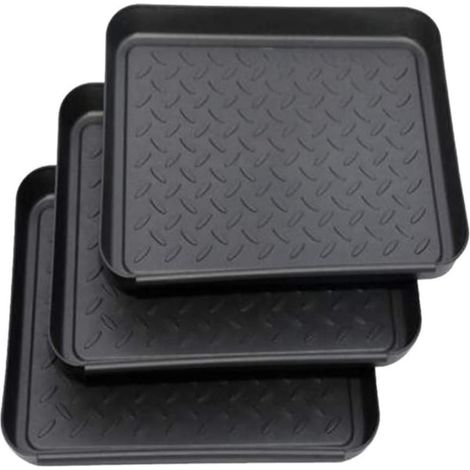 Filiyano-Ensemble de 3 étagères à chaussures, couvre-chaussures en plastique, petit tapis à chaussures, tapis égouttoir, étagère, plateau à chaussures (1/5)