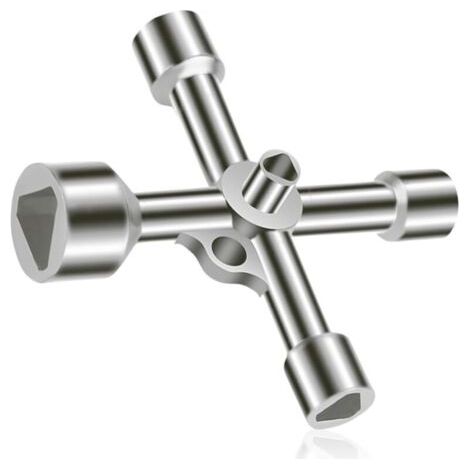 Clé triangulaire 4 voies 5 tailles diamètre intérieur 7 mm/10 mm/12 mm/13 mm/18 mm Clé utilitaires pour boîte électrique, gaz, eau, compteur électrique, boîte d'armoire (1/4)