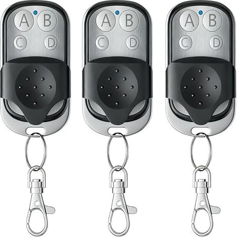 3Pcs Telecommande Portail 433.92 MHz, Universelle Rolling Code Telecommande Duplicateur, Télécommande Garage sans Fil à 4 Boutons pour Porte Garage Électrique avec Couvercle Coulissant (1/5)