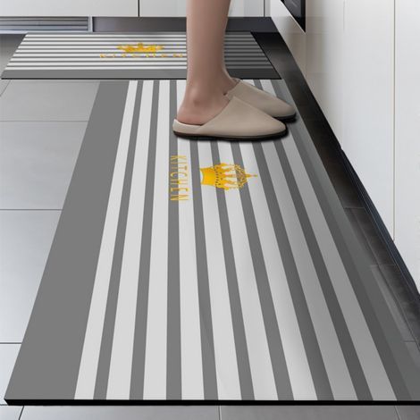 LAN Küchenmatte aus Kieselgur mit grauen Streifen (4020 cm), saugfähige Kieselgur-Fußmatte, leicht zu reinigen, rechteckige, rutschfeste Matte für den Heimgebrauch (1/5)