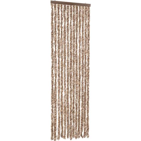 Rideau anti-mouches beige et marron foncé 56x185 cm chenille CFW65087 (1/5)