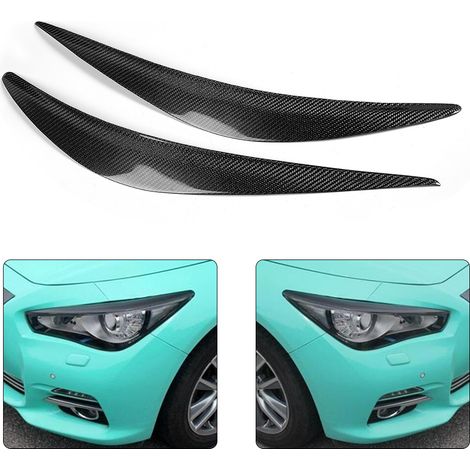 Paire d'autocollants de garniture de paupières de phares en fibre de carbone compatibles avec Infiniti Q50 2014-2018 (1/5)
