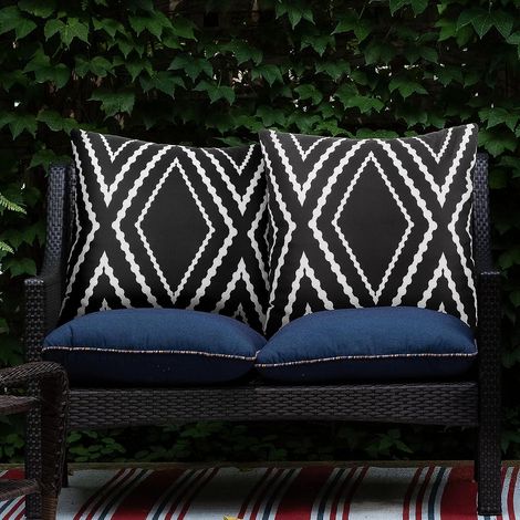 Filiyano-[2F] Housse de coussin imperméable bohème d'extérieur 45 x 45 cm, motif cygne géométrique, lot de 2 (1/5)