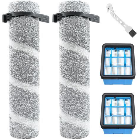 Pièces de rechange pour Bissell CrossWave OmniForce Edge 4076, 4087, 4000, 4006, 4007, 4008, 4017, 3912, 3999 aspirateur, ensemble d'accessoires 2 rouleaux de brosse + 2 filtres (1/5)