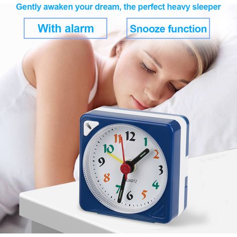 Réveil de Voyage Compact Quartz à Pile avec Fonction Snooze et LED Bleu (1/5)