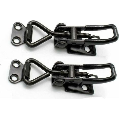 Loquet et targette Clip à bascule réglable, loquet à bascule en acier inoxydable, loquet de serrage à bascule vertical, loquet de botier en métal pour valises, bagages et placards (noir) 2pcs Ji (1/5)