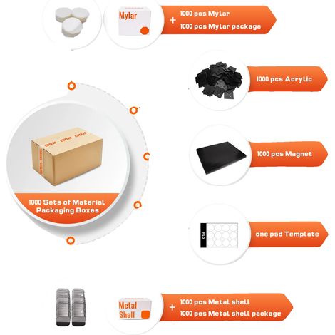 Matériaux de magnet de réfrigérateur, adhésif fort, plastique flexible, 1000sets (1/2)