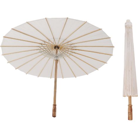 Kinder-Papierschirm aus Bambus und elegante weiße Regenschirme im chinesischen Stil zur Dekoration, 83 cm/32,7 Zoll. (1/5)