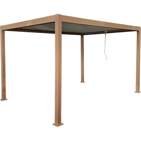 Pergola bioclimatique autoportante en aluminium avec lames orientables - 12 m² - coloris naturel foncé - AMALFI (1/5)