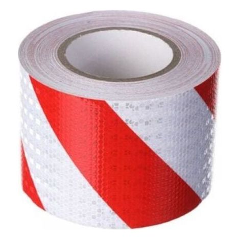 Bande réfléchissante auto-adhésive, 5 cm x 25 m, bande réfléchissante à rayures rouges et blanches, adaptée aux véhicules et camions. (1/5)