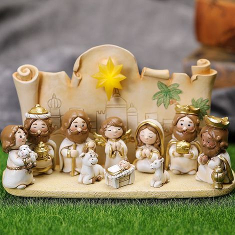 Ensemble de décoration de Noël - Statue d'art Sainte Famille - Fournitures de décoration pour la maison, un mariage, une fête d'anniversaire (1/5)