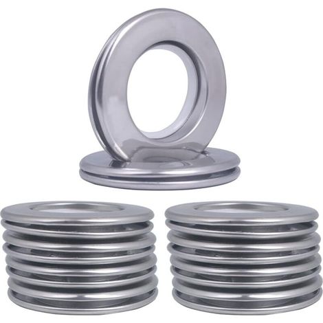 Oeillets Pour Rideaux - Diamètre Intérieur 42 mm - Pour Rideaux À Œillets Romains - Salle De Bain Fenêtre Douche - 10 Pièces Argent (1/4)