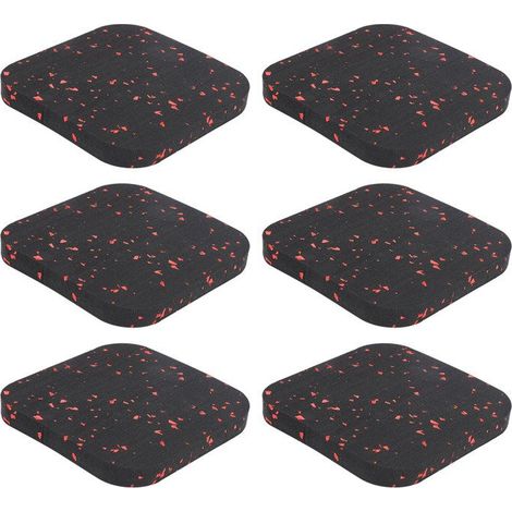 Tbest Tapis de tapis roulant 6pcs Tapis en Caoutchouc de Tapis Roulant Coussin d'Isolation Phonique sport gymnastique Noir Rouge (1/5)