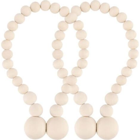 Lot de 2 embrasses de rideaux magnétiques en perles de bois pour décoration de chambre bohème, chambre d'enfant (1/5)