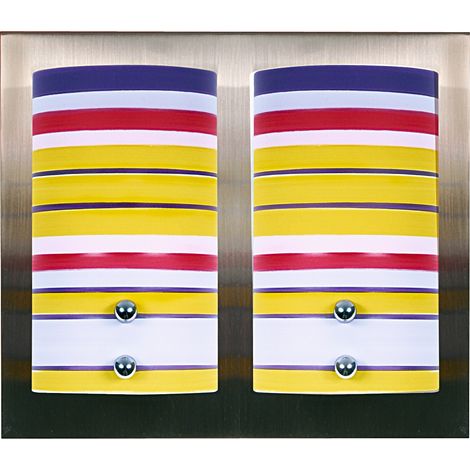 Applique murale double nickel mat, globes colorés G9