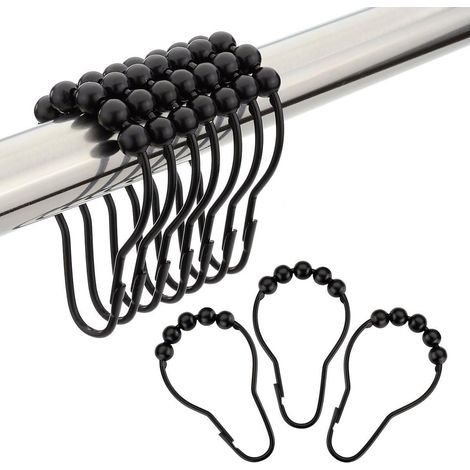 12 anneaux de crochet de rideau de douche en acier inoxydable (1/5)