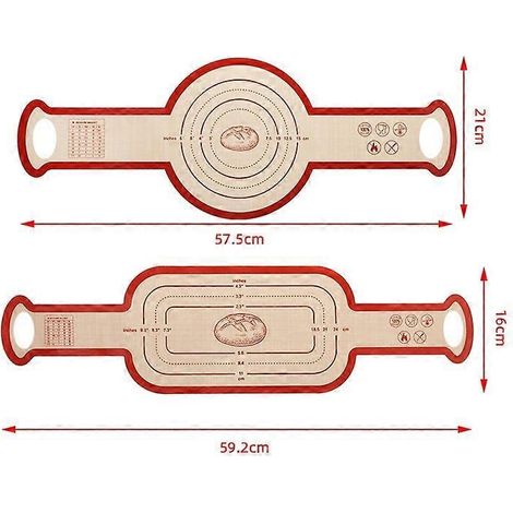 ABLot de 2 tapis de préparation de pâte en silicone avec boucle de suspension, deux tailles, résistants à la chaleur et antiadhésifs, avec graduations pour la fabrication du pain à la maison (1/5)
