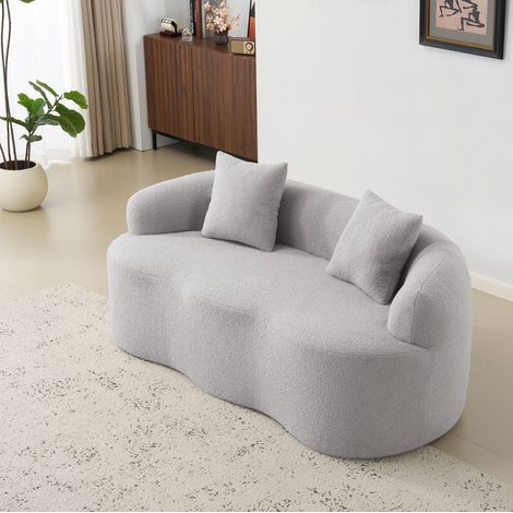 Divano 2 posti 170x89x70 cm grigio chiaro, design curvo con 2 cuscini, senza montaggio MEUBLIV (1/5)