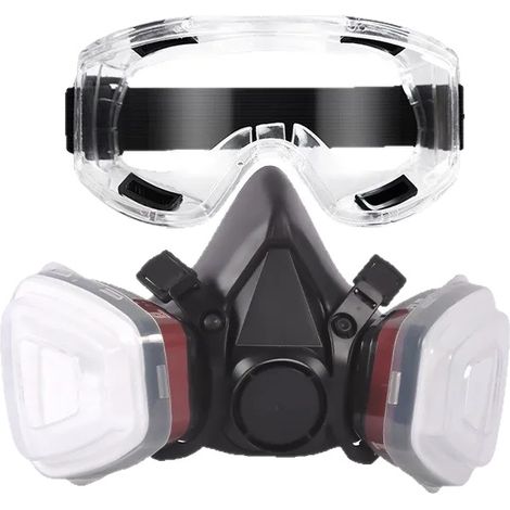 Vollgesichtsmaske, hochwertiges Silikon, verstellbare Passform, N100 Schutzklasse, doppelte Filtrationssystem, Augen- und Ohren Schutz (1/5)
