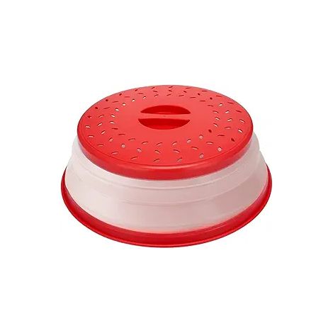 Thermoplastischer Gummi Mikrowelle Splatter Abdeckung, Mikrowelle Abdeckung für Lebensmittel Obst Drainer, BPA-freie Geschirrspüler Safe 10.5 Zoll (ROT)