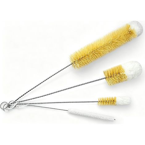 Set de Goupillons pour Bouteille 4 Brosses Bouteille Brosses Nettoyage Goupillons Gourde Écouvillons Brosse pour Paille Embout Doux en Coton (1/5)