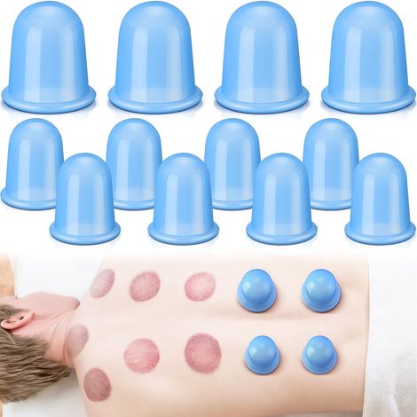 12 piezas – (2 juegos para uso doméstico y alivio del dolor) ventosas de silicona para masaje y alivio del dolor (azul) adecuadas para la reducción de la artritis y la celulitis (1/5)