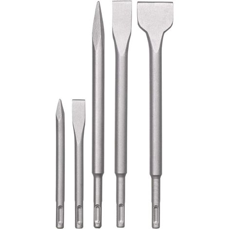 SDS-Plus Hammermeißel-Set, 5er-Set Meißel für Stein und Beton im Kunststoffkoffer - Crezuo