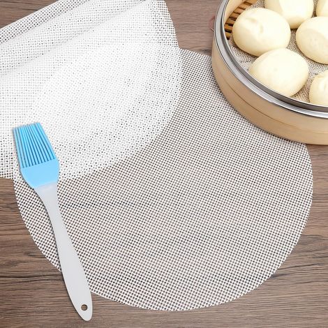28 cm Silikon-Dampfgarmatte – Wiederverwendbare Antihaftmatte, ideal für Dim Sum, Teigtaschen, Brötchen und mehr – inklusive praktischem Silikonpinsel zum Kochen (1/5)