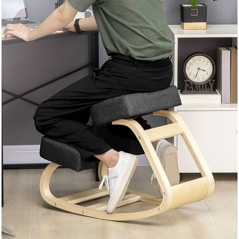 Silla ergonómica de madera para postura en oficina negra OKMYHOME (1/4)