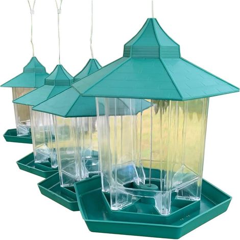Green Lantern Style Bird Seed & Nut Feeders (Set of 4) (1/5)