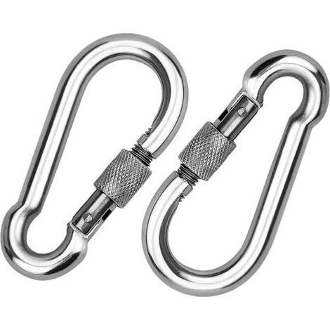 2 Pièces 304 Mousqueton en INOX, Mousqueton à Vis en Acier INOX, Mousqueton en Acier INOX, pour Accrocher des Cordes, des Chaînes, des Ceintures, des Câbles (1/5)