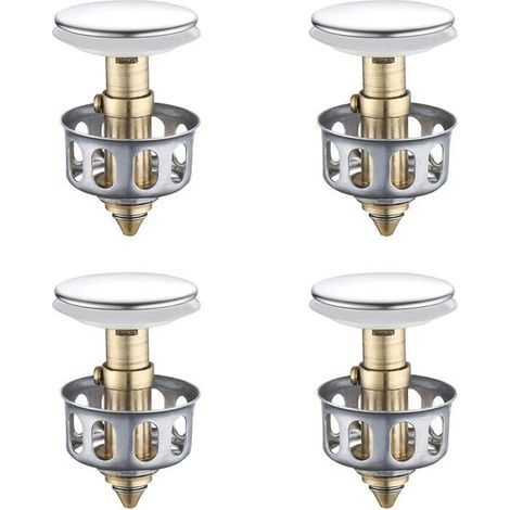 Set mit 4 universellen Siebeinsätzen aus Edelstahl (35 mm) mit Korb, für Spülbecken in der Küche oder Waschbecken im Badezimmer.