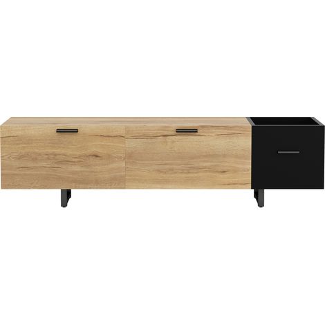 Mobile TV moderno in legno naturale e nero 180 x 38 x 49 cm HOMVRA (1/5)