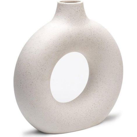 Vase En Céramique Mate Blanche, Forme Donut, Décoration Murale D'intérieur, Moderne Minimaliste, Style Japandi (1/4)