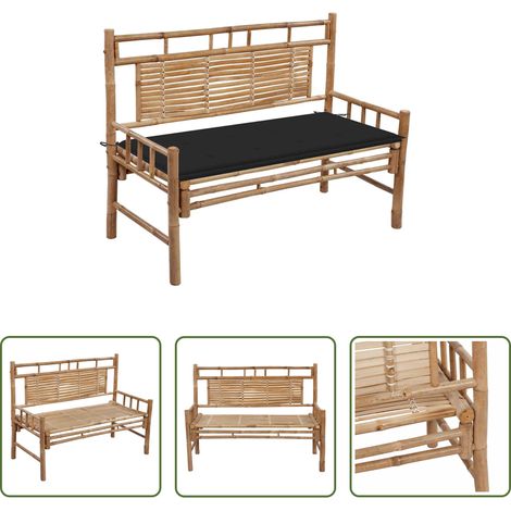 vidaXL Auflage - Gartenbank mit Auflage 120 cm Bambus (1/5)