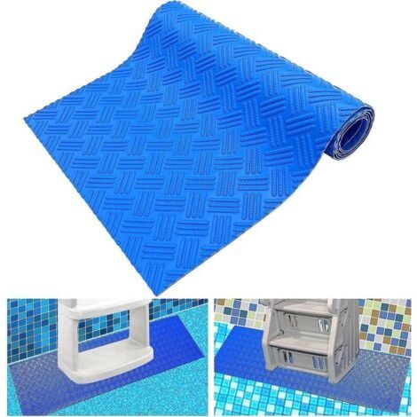 Tapis d'échelle de piscine antidérapant 60 x 23 cm, bleu moyen (1/4)