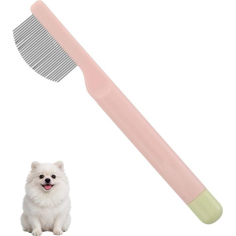 Peigne anti-traces de larmes pour petits chiens, chats et hamsters peigne facial en acier inoxydable pour le toilettage du visage et des pattes dents arrondies brosse anti-puces pour chiots (1/5)