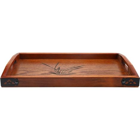 Vassoio da portata in legno massello – Ampio vassoio multifunzionale per tè, colazione e bevande, con manico ergonomico.