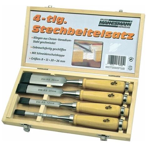 Brüder Mannesmann Stechbeitelsatz, in Holzkassette, 4-teilig M66104 Brüder Mannesmann M66104