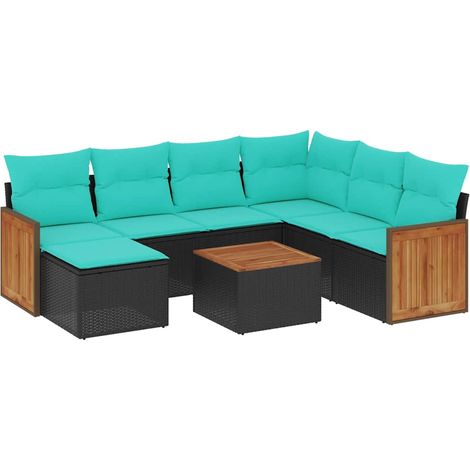 Maison Exclusive - Set Divani da Giardino 8 pz con Cuscini Nero in Polyrattan (1/5)