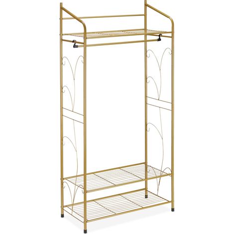 AppendIABiti con 3 ripiani e appendiabiti 161 x 78 x 36 cm design elegante corridoio camera da letto in ferro nero 130011139