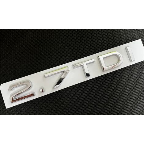 (chrome, 2.7 TDI) - 1 autocollant emblème de coffre arrière chromé noir brillant en ABS 2.7 TDI, compatible avec les accessoires Audi (1/5)